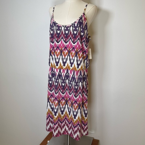Banana Republic Sun Dress Abstract Pattern Adjustable Straps Women’s Size XL - Picture 2 of 8